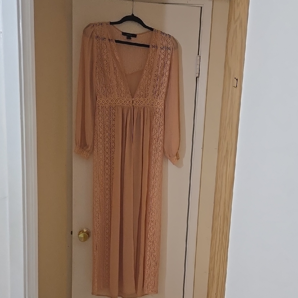 Elegant Lace Peach Dress